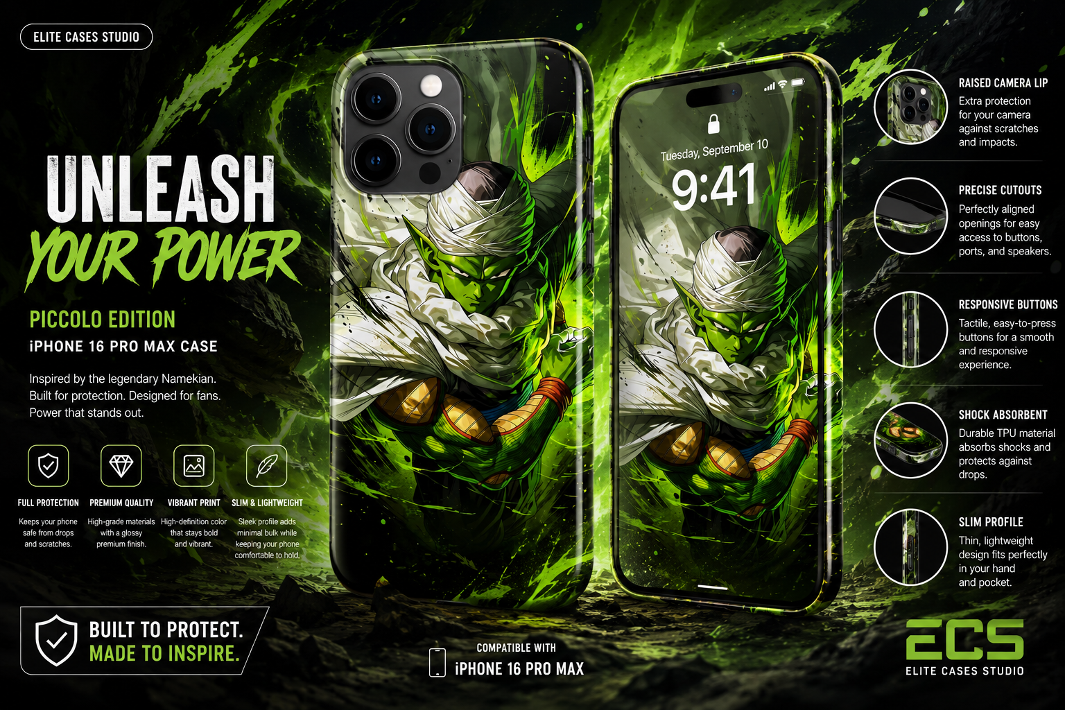 Piccolo Energy iPhone  Case – Anime Style Protective Phone Cover